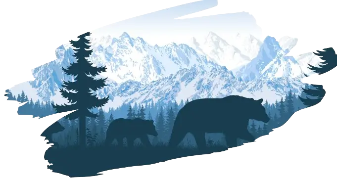 ours et ourson dans la montagne de siberie
